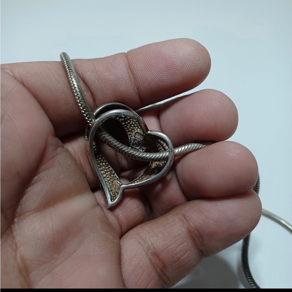 Sterling Silver 925 Lapis Lazuli Inlaid Heart Pendant On 20 In. Snake Link chain - Picture 5 of 8